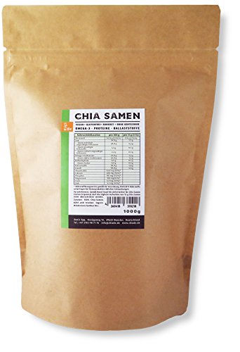 Chia Samen ChiaDE 1kg (1er Pack). In Deutschland gefüllt und verpackt. Chiasamen 1000g