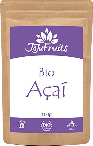 JoJu Fruits - Acai Pulver Bio (100g) - (Vegan, Glutenfrei, Laktosefrei) Superfood aus Acai Beeren