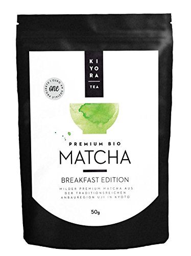 Kiyora Tea Bio Matcha Grüntee-Pulver aus Uji in Kyoto, Japan Breakfast Edition, 1er Pack (1 x 50 g)