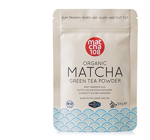 Matcha 108 - 58g Matcha Tee in Premium Qualität / Grüner Tee aus kontrolliertem Bio-Anbau - Ceremonial Grade - Grüntee-Pulver 100% direkt von der Plantage (MHD bis 12.04.2017)