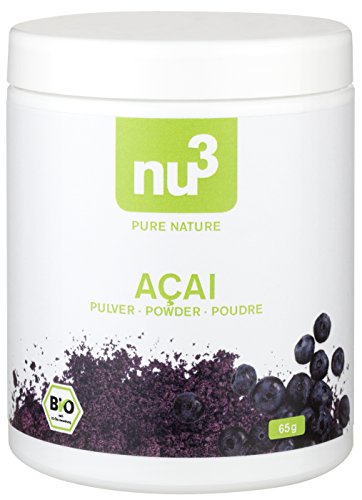 nu3 Premium Bio Acai-Beeren Pulver getrocknet, 65g - Die Power-Beeren vom Amazonas; Rohkost-Qualität durch schonende Trocknung